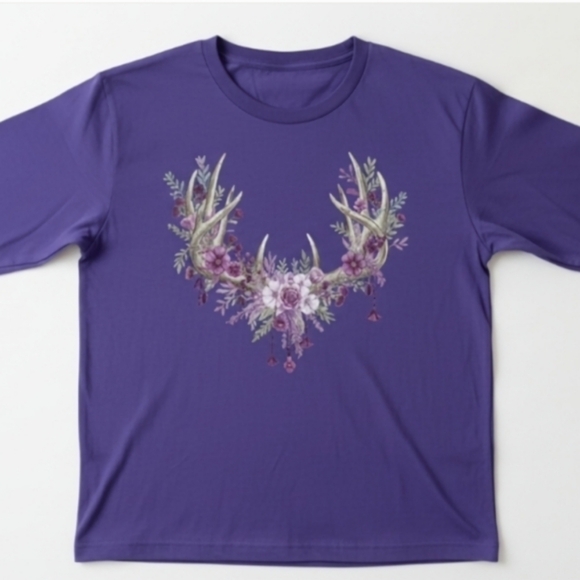 Purple Antler Floral Graphic Western Shirt | Rustic Cowgirl Long Sleeve | Boho - Picture 11 of 12